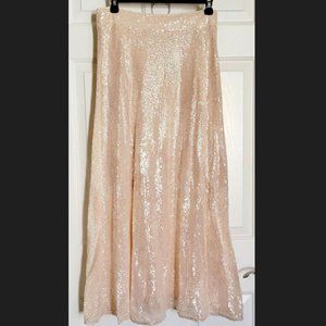 H&M sz14 Calf-length SOLD OUT Sequined Skirt NWT Shiny Sparkle Midi Pink Blush